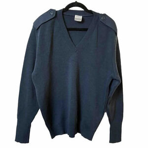 Logistics Military Style Wool Blue  Sweater Made in Canada Large
